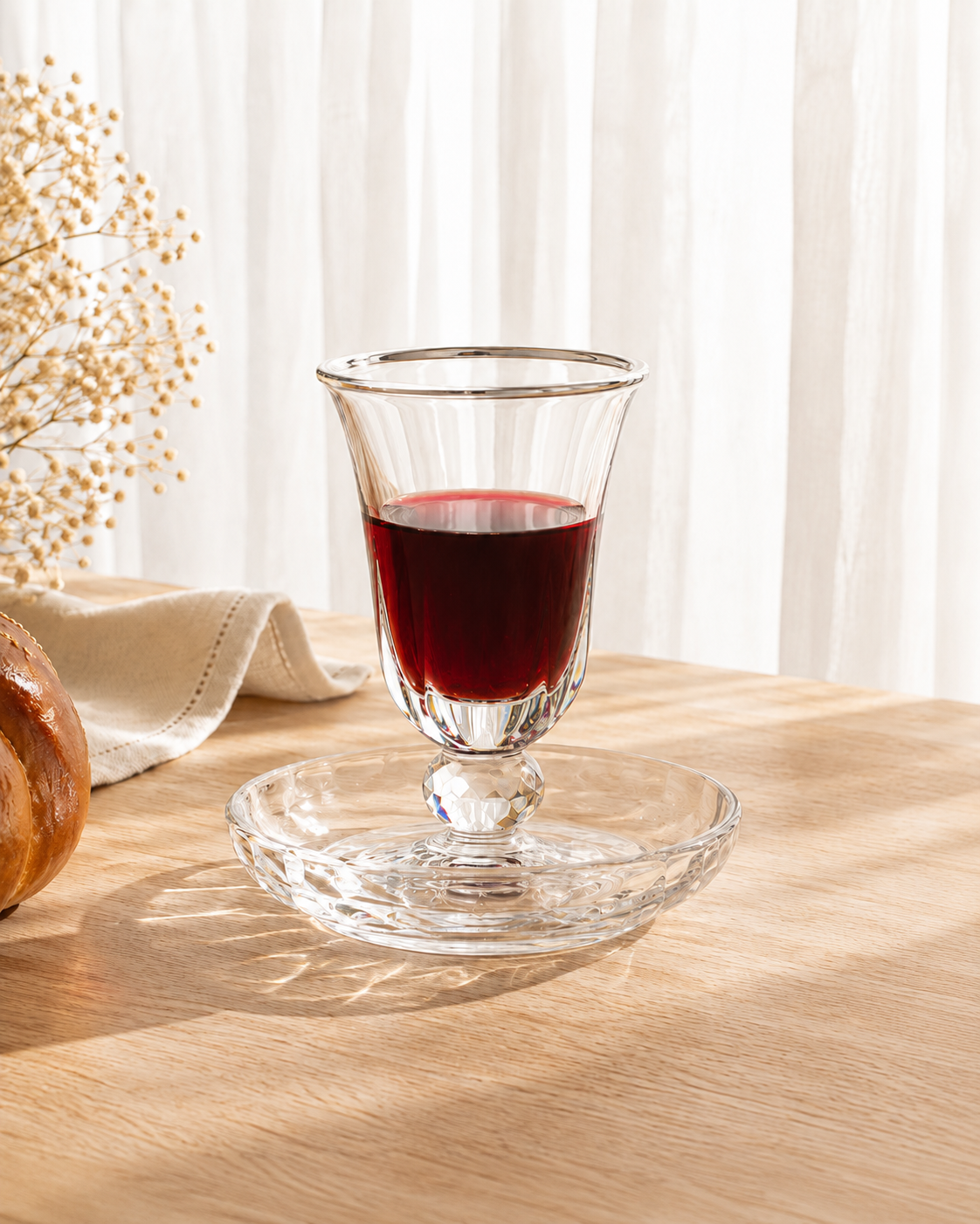 Verre de kiddouch — avec soucoupe transparent